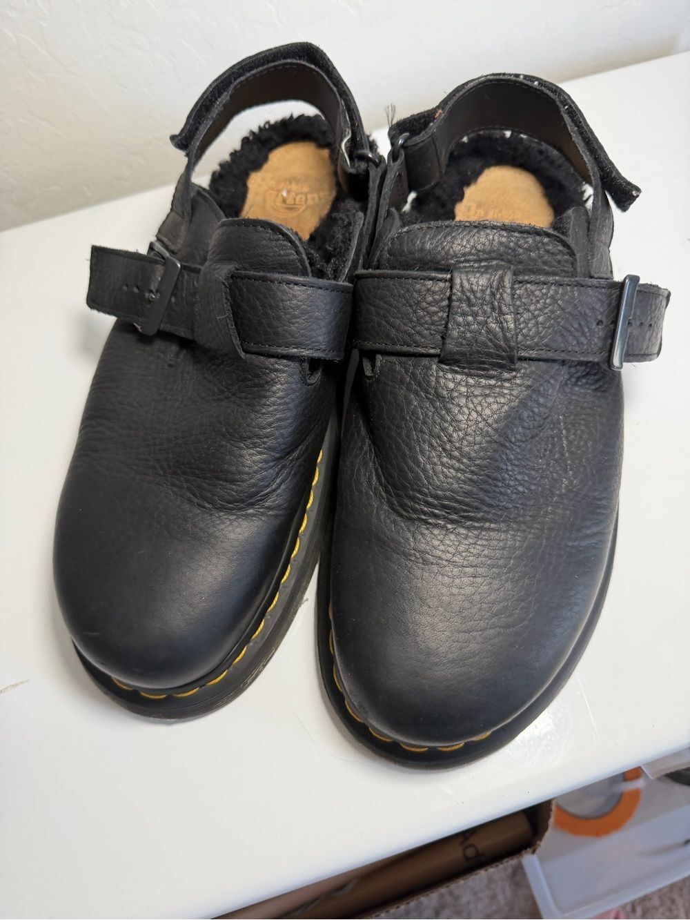 Dr. Martens Jorge II Faux-Fur Lined Black Leather Mules Clogs Men’s 11 - Picture 6 of 8
